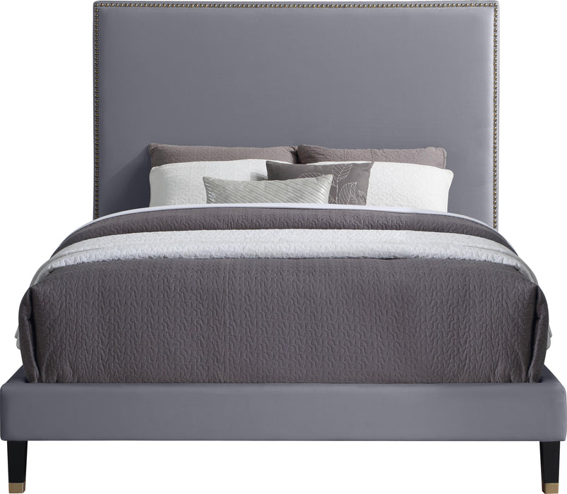 Harlie Grey Velvet King Bed - US Furniture & Mattress (Waterbury,CT)*