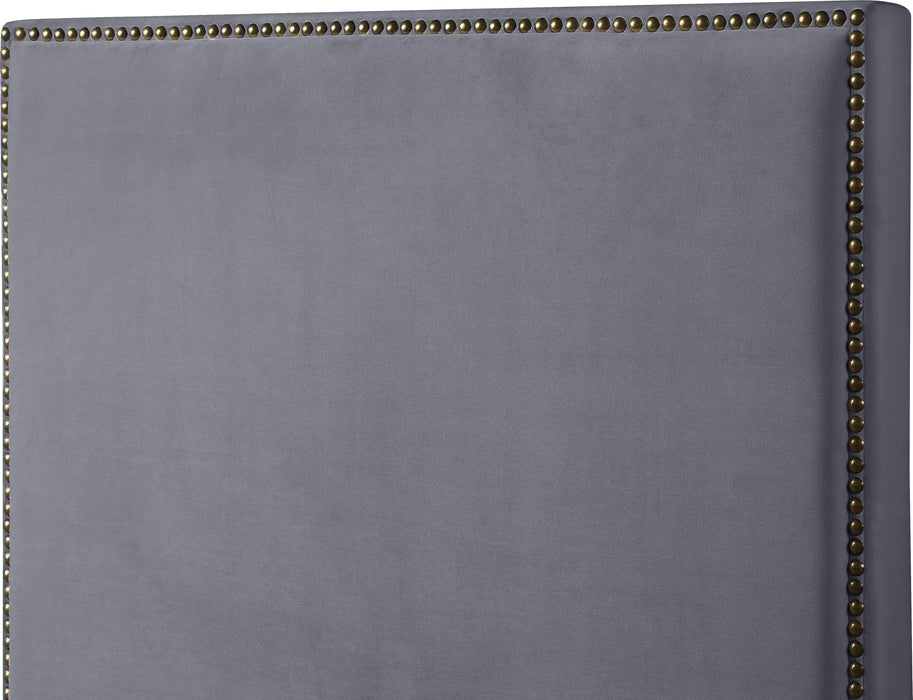 Harlie Grey Velvet King Bed - US Furniture & Mattress (Waterbury,CT)*