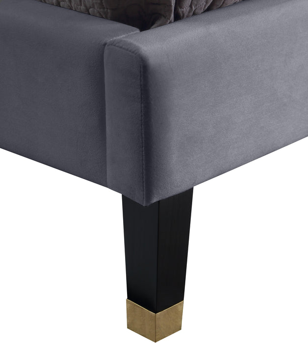 Harlie Grey Velvet King Bed - US Furniture & Mattress (Waterbury,CT)*