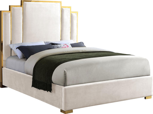 Hugo Cream Velvet Queen Bed - US Furniture & Mattress (Waterbury,CT)*