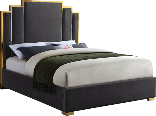 Hugo Grey Velvet Queen Bed - US Furniture & Mattress (Waterbury,CT)*