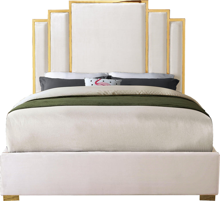 Hugo Cream Velvet King Bed