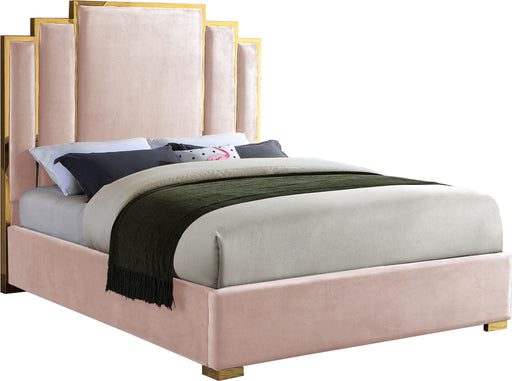 Hugo Pink Velvet Queen Bed - US Furniture & Mattress (Waterbury,CT)*
