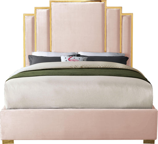 Hugo Pink Velvet Queen Bed - US Furniture & Mattress (Waterbury,CT)*