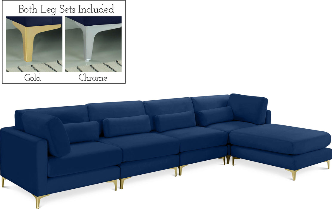 Julia Navy Velvet Modular Sectional (5 Boxes) image