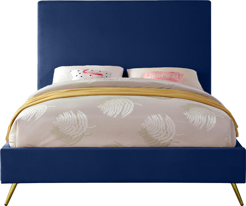 Jasmine Navy Velvet Queen Bed - US Furniture & Mattress (Waterbury,CT)*