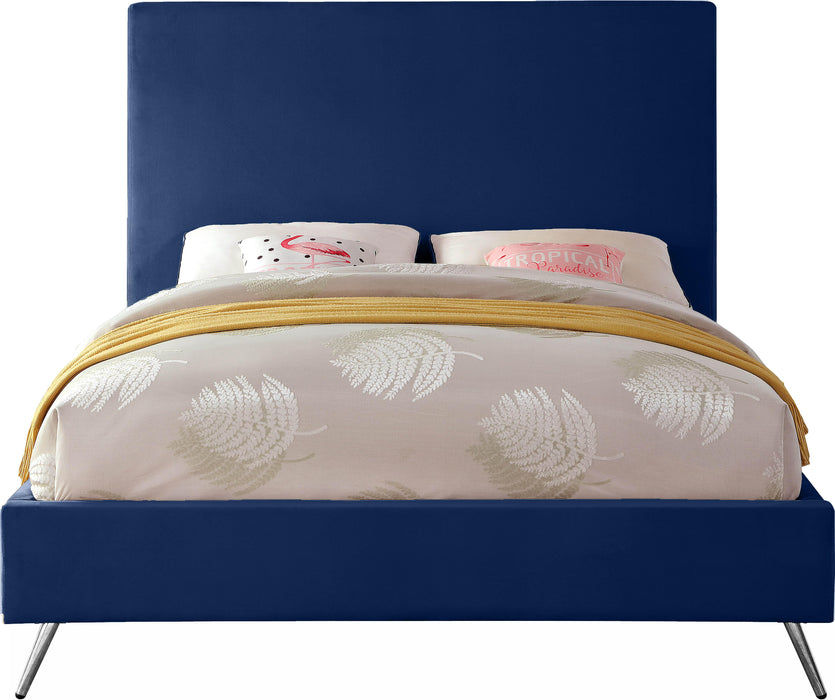 Jasmine Navy Velvet Queen Bed - US Furniture & Mattress (Waterbury,CT)*