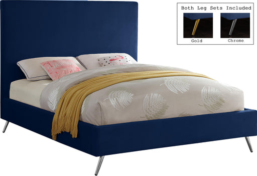 Jasmine Navy Velvet Queen Bed - US Furniture & Mattress (Waterbury,CT)*
