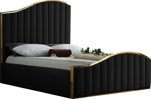 Jolie Black Velvet Queen Bed (3 Boxes) - US Furniture & Mattress (Waterbury,CT)*
