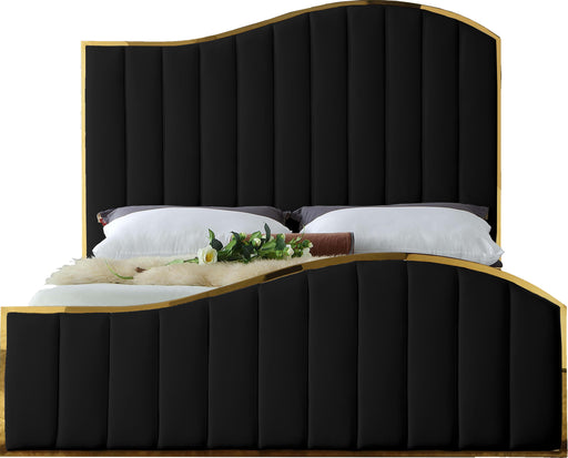Jolie Black Velvet Queen Bed (3 Boxes) - US Furniture & Mattress (Waterbury,CT)*