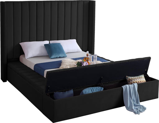 Kiki Black Velvet King Bed (3 Boxes) - US Furniture & Mattress (Waterbury,CT)*