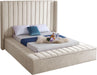 Kiki Cream Velvet Queen Bed (3 Boxes) - US Furniture & Mattress (Waterbury,CT)*