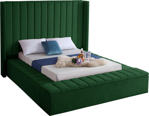 Kiki Green Velvet Queen Bed (3 Boxes) - US Furniture & Mattress (Waterbury,CT)*