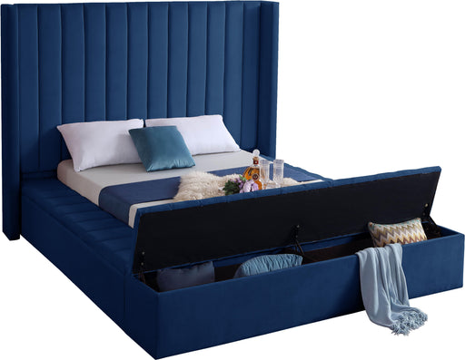 Kiki Navy Velvet Full Bed (3 Boxes) - US Furniture & Mattress (Waterbury,CT)*