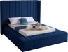 Kiki Navy Velvet Queen Bed (3 Boxes) - US Furniture & Mattress (Waterbury,CT)*