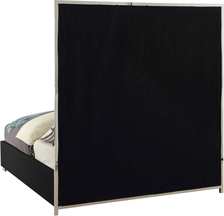 Milan Black Faux Leather Queen Bed - US Furniture & Mattress (Waterbury,CT)*
