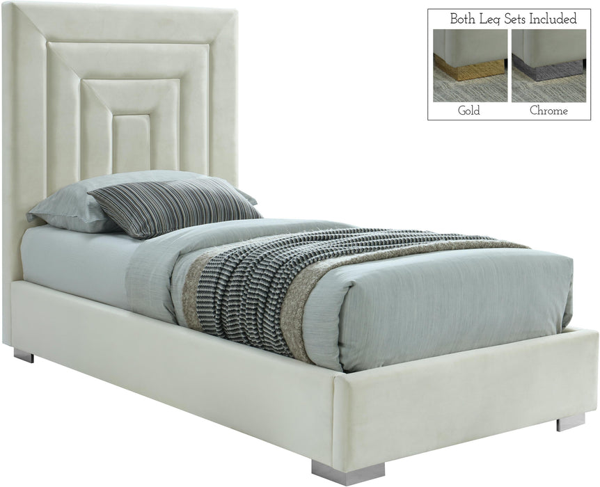 Nora Cream Velvet Twin Bed