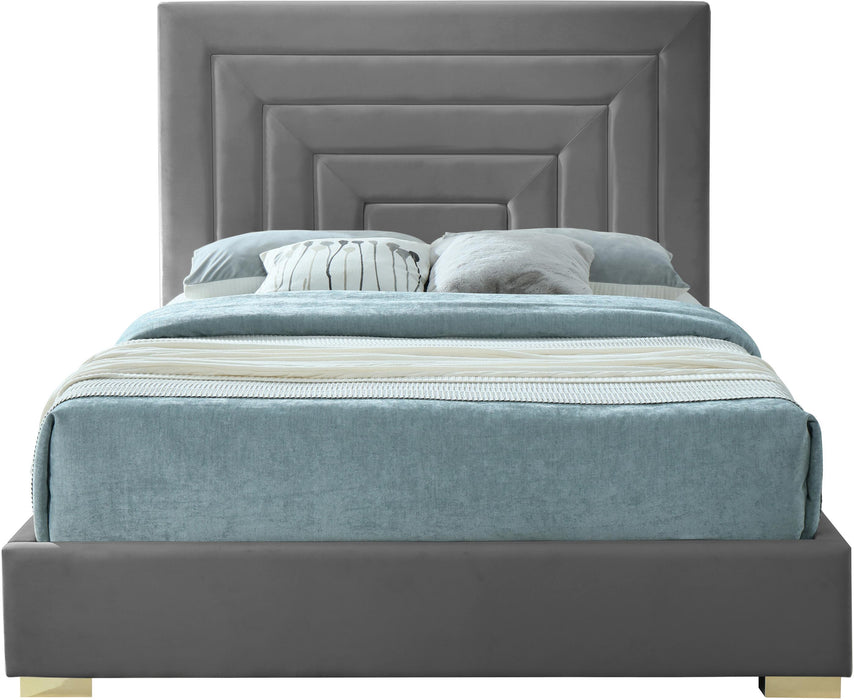 Nora Grey Velvet Full Bed