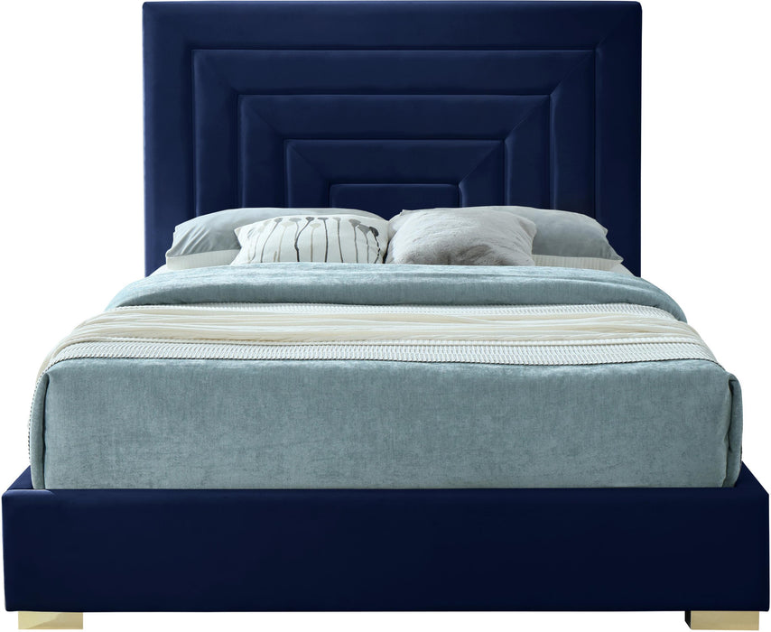 Nora Navy Velvet King Bed