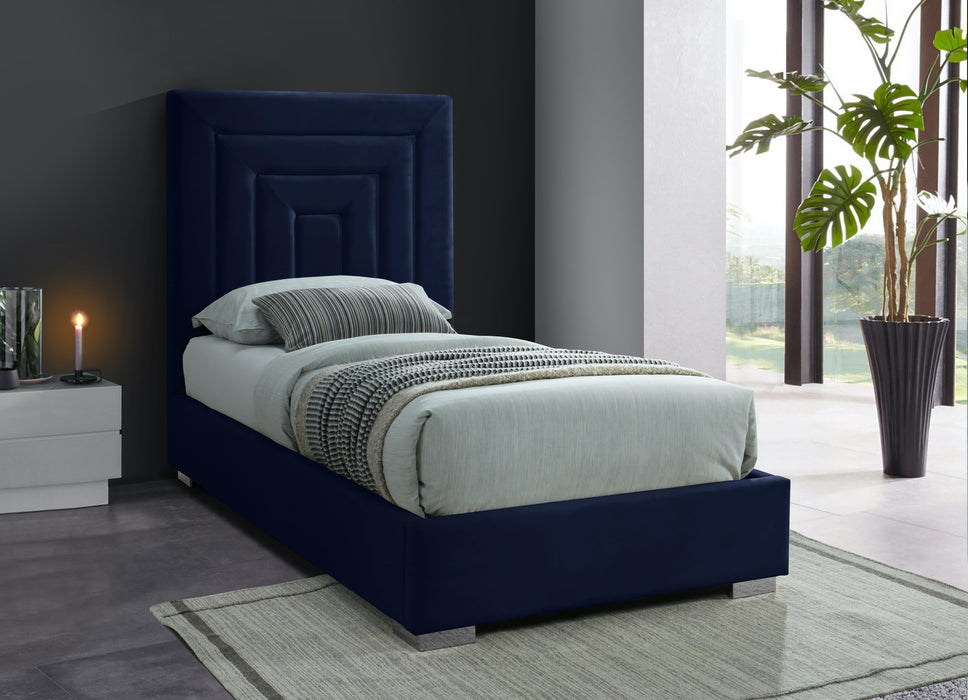 Nora Navy Velvet Twin Bed