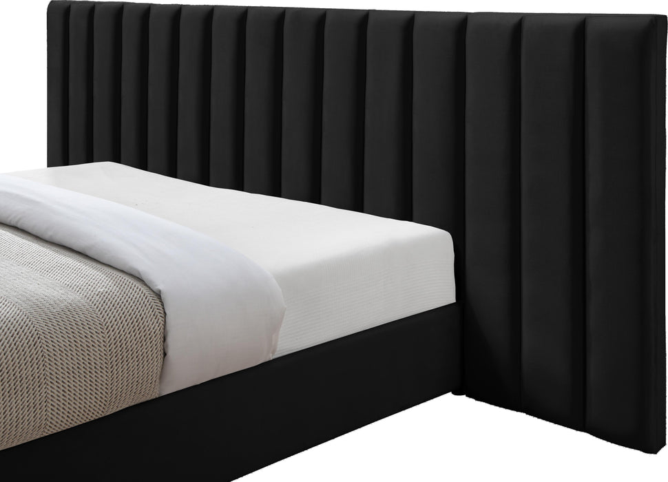 Pablo Black Velvet King Bed