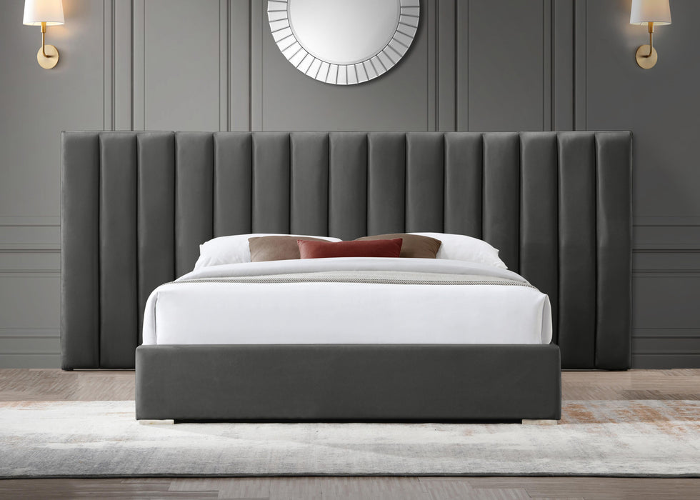 Pablo Grey Velvet King Bed