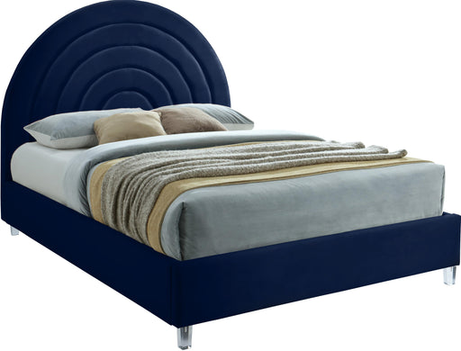 Rainbow Navy Velvet King Bed image