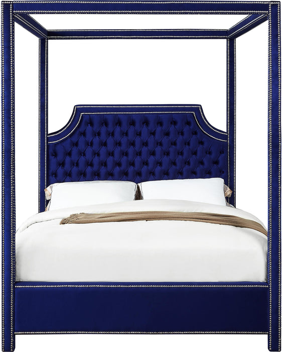 Rowan Navy Velvet King Bed (3 Boxes)