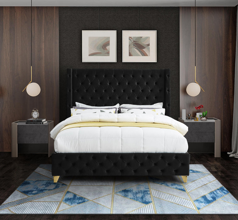 Savan Black Velvet Full Bed