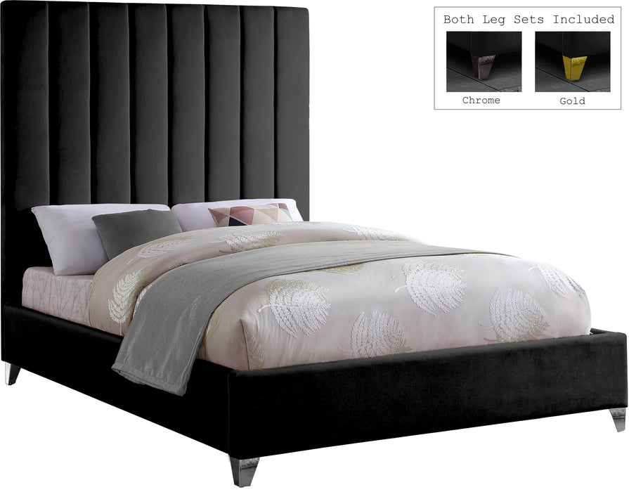 Via Black Velvet Queen Bed