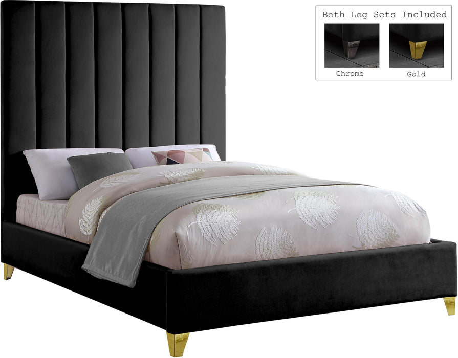 Via Black Velvet King Bed - US Furniture & Mattress (Waterbury,CT)*