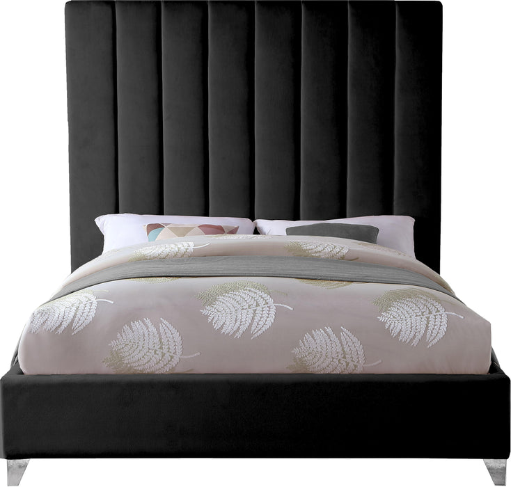 Via Black Velvet Queen Bed - US Furniture & Mattress (Waterbury,CT)*