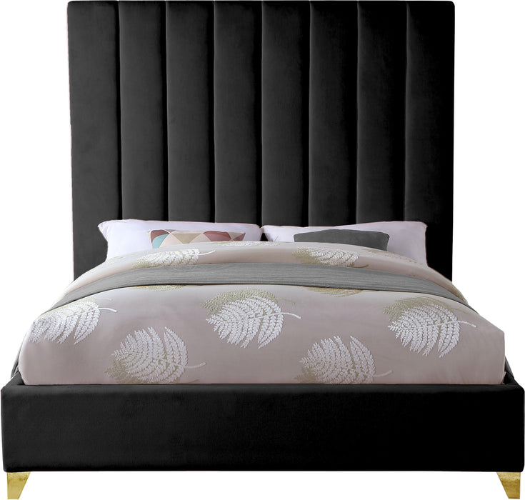 Via Black Velvet King Bed - US Furniture & Mattress (Waterbury,CT)*