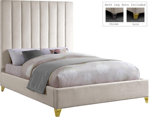 Via Cream Velvet Queen Bed - US Furniture & Mattress (Waterbury,CT)*