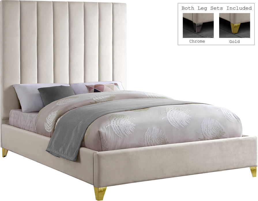 Via Cream Velvet King Bed - US Furniture & Mattress (Waterbury,CT)*