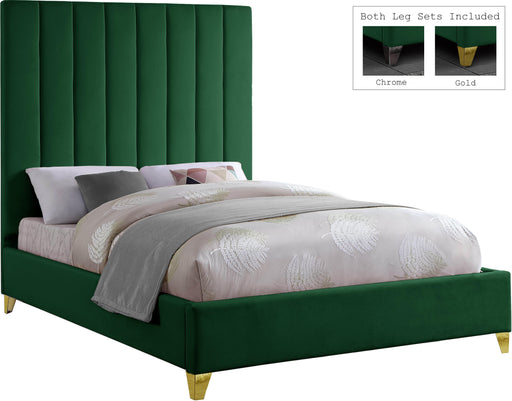 Via Green Velvet King Bed - US Furniture & Mattress (Waterbury,CT)*
