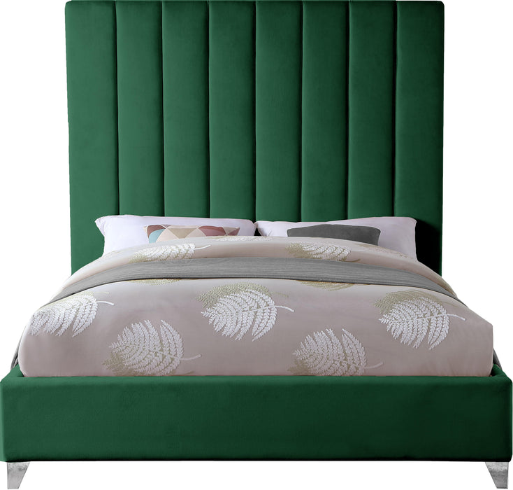Via Green Velvet Queen Bed - US Furniture & Mattress (Waterbury,CT)*