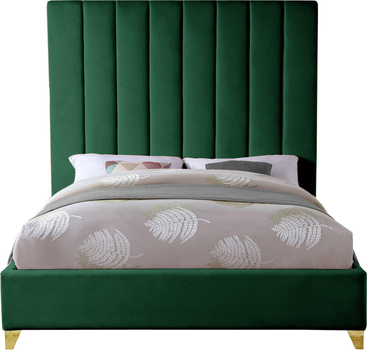 Via Green Velvet King Bed - US Furniture & Mattress (Waterbury,CT)*