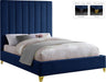 Via Navy Velvet King Bed - US Furniture & Mattress (Waterbury,CT)*