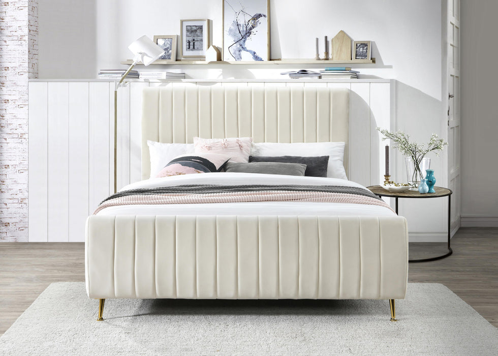 Zara Cream Velvet Queen Bed (3 Boxes) - US Furniture & Mattress (Waterbury,CT)*