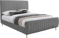 Zara Grey Velvet Queen Bed (3 Boxes) - US Furniture & Mattress (Waterbury,CT)*