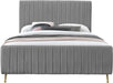 Zara Grey Velvet Queen Bed (3 Boxes) - US Furniture & Mattress (Waterbury,CT)*