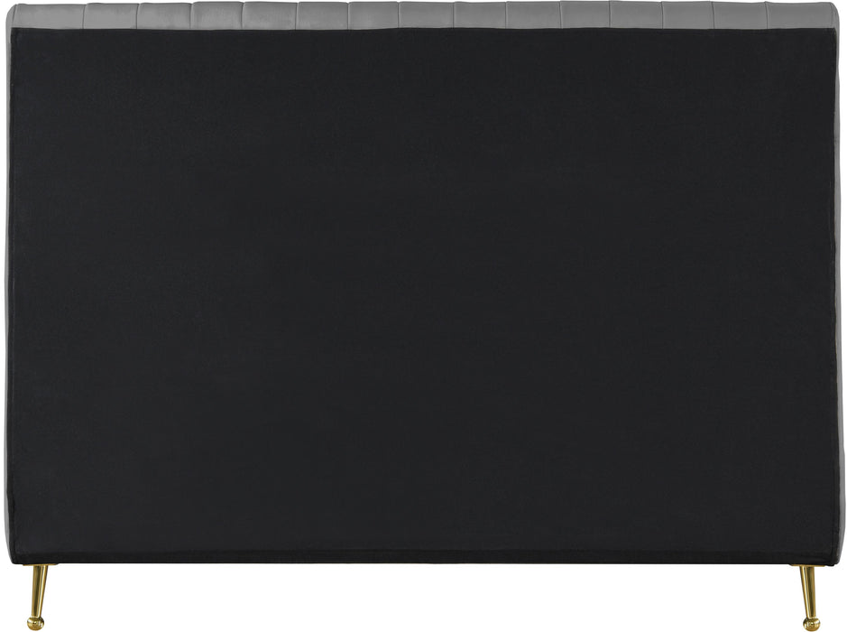 Zara Grey Velvet Queen Bed (3 Boxes) - US Furniture & Mattress (Waterbury,CT)*