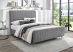 Zara Grey Velvet Queen Bed (3 Boxes) - US Furniture & Mattress (Waterbury,CT)*