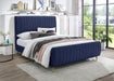 Zara Navy Velvet Queen Bed (3 Boxes) - US Furniture & Mattress (Waterbury,CT)*