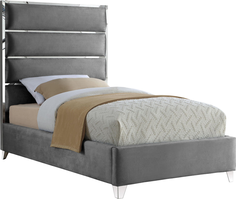 Zuma Grey Velvet Twin Bed image