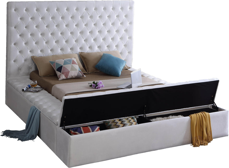 Bliss White Velvet Queen Bed (3 Boxes) - US Furniture & Mattress (Waterbury,CT)*