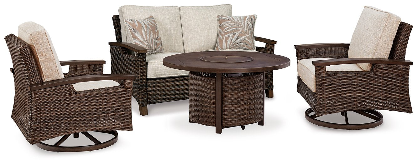 Paradise Trail Outdoor Loveseat, Lounge Chairs and Fire Pit Table - US Furniture & Mattress (Waterbury,CT)*
