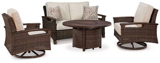 Paradise Trail Outdoor Loveseat, Lounge Chairs and Fire Pit Table - US Furniture & Mattress (Waterbury,CT)*