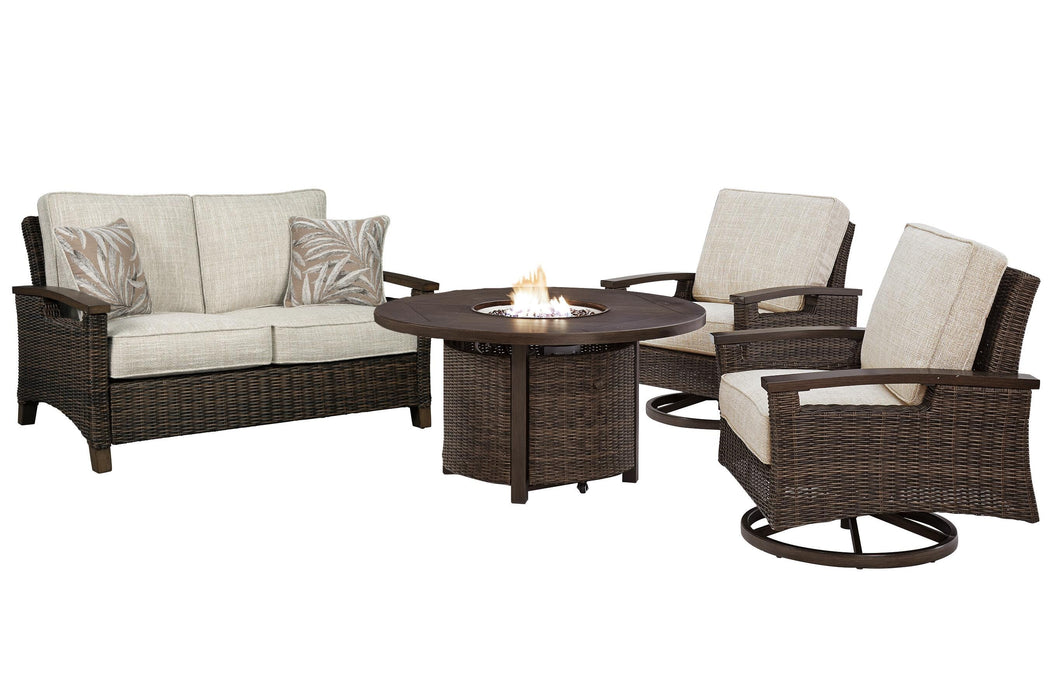 Paradise Trail Outdoor Loveseat, Lounge Chairs and Fire Pit Table - US Furniture & Mattress (Waterbury,CT)*